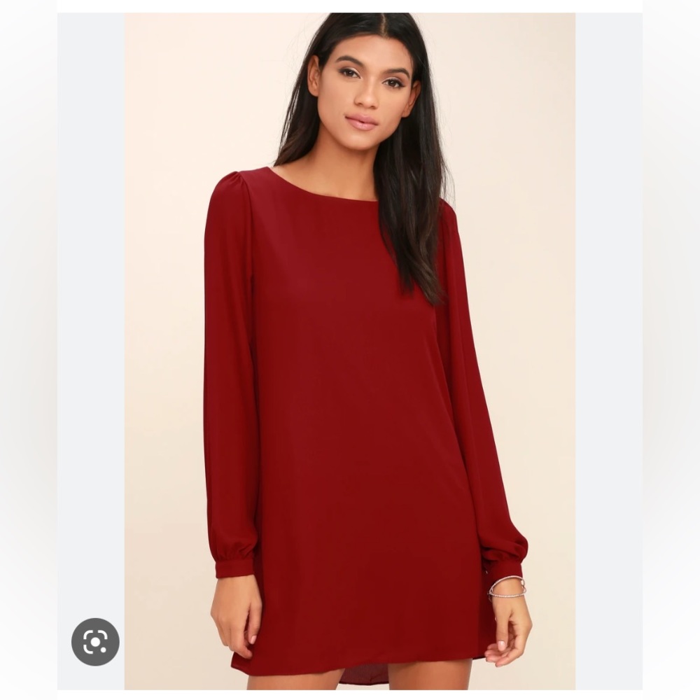 Lulu’s red wine long sleeve shift dress - stunning flowy and comfortable